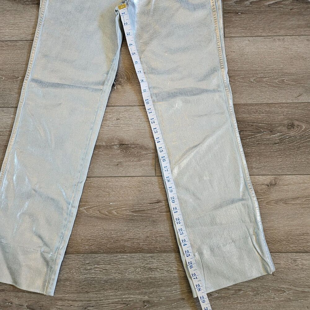 Johnny Was x Sasson Sancere Waxed Metallic Jeans Womens Size 28 Straight Y2k NWT - Picture 4 of 10